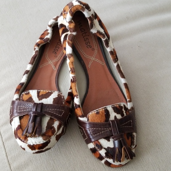Matisse Pony Hair Animal Print Flats, Size 7 - Picture 1 of 8